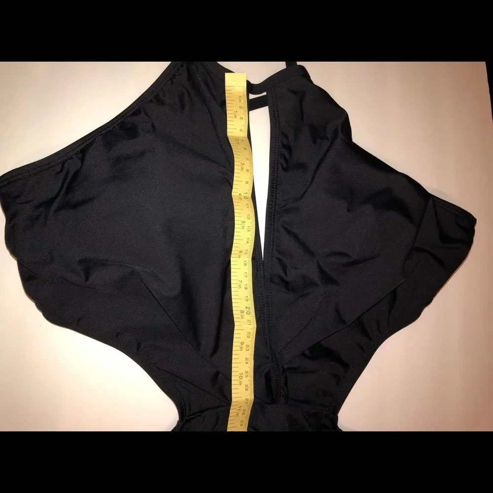 La Blanca elegant high neck keyhole crisscross back one-piece swimsuit size 12 - Picture 6 of 8